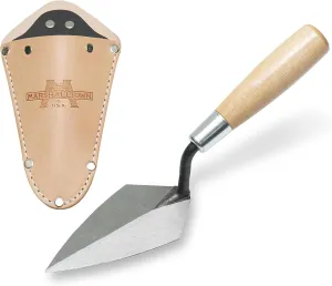 MARSHALLTOWN Archaeology Pointing Trowels, Wood Trowel Handle, 127mm Length, 64mm Width, With Leather Holster, Standard Pointing Trowel Pattern, Heavy-Duty, Made In The USA, ATH50S