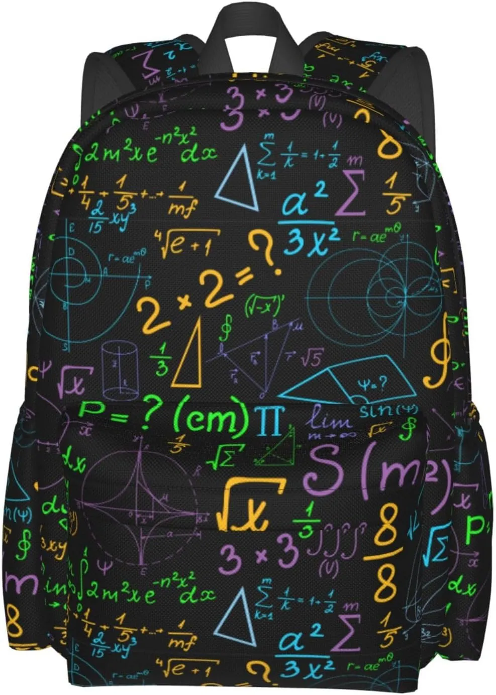 Math Colorful Geometrical Plots Formulas Calculations Multipurpose School Bag Bookbag for Teenage Boys Girls Daily Backpack