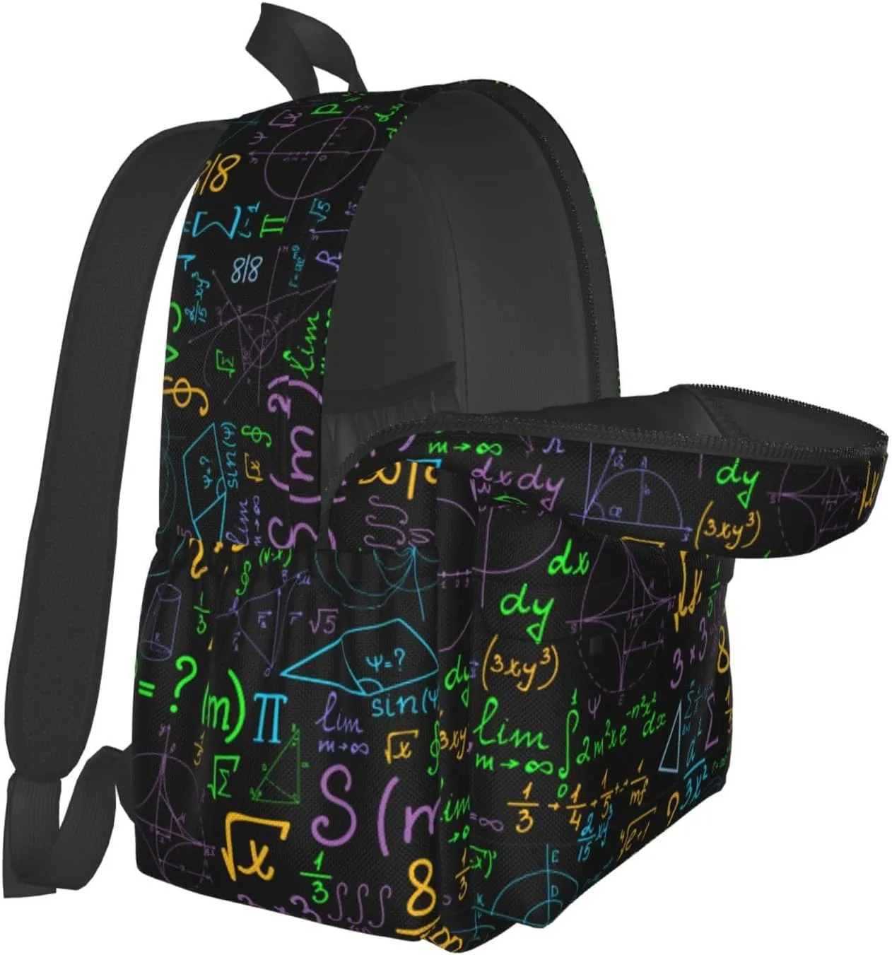 Math Colorful Geometrical Plots Formulas Calculations Multipurpose School Bag Bookbag for Teenage Boys Girls Daily Backpack