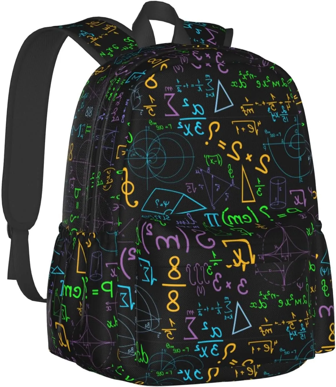 Math Colorful Geometrical Plots Formulas Calculations Multipurpose School Bag Bookbag for Teenage Boys Girls Daily Backpack
