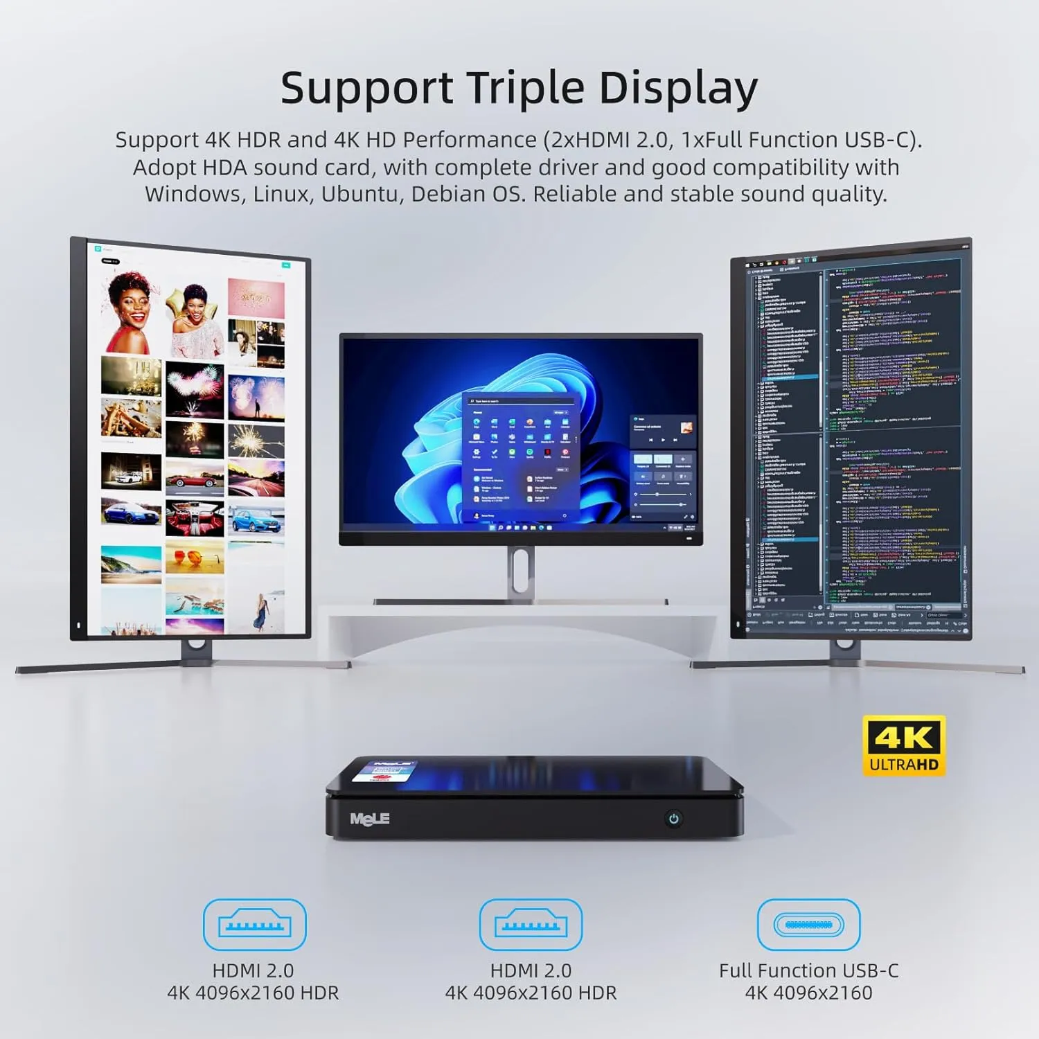 MeLE Overclock4C Mini PC, 12th Alder Lake-N100(up to 3.4GHz,4C/4T), 16GB DDR4 512GB Micro Desktop Computer, 4K Triple Display, All-in-one USB-C, USB3.2/WiFi/BT/Ethernet on Business Home Office
