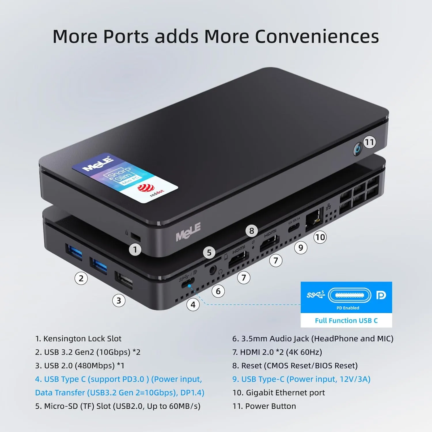 MeLE Overclock4C Mini PC, 12th Alder Lake-N100(up to 3.4GHz,4C/4T), 16GB DDR4 512GB Micro Desktop Computer, 4K Triple Display, All-in-one USB-C, USB3.2/WiFi/BT/Ethernet on Business Home Office