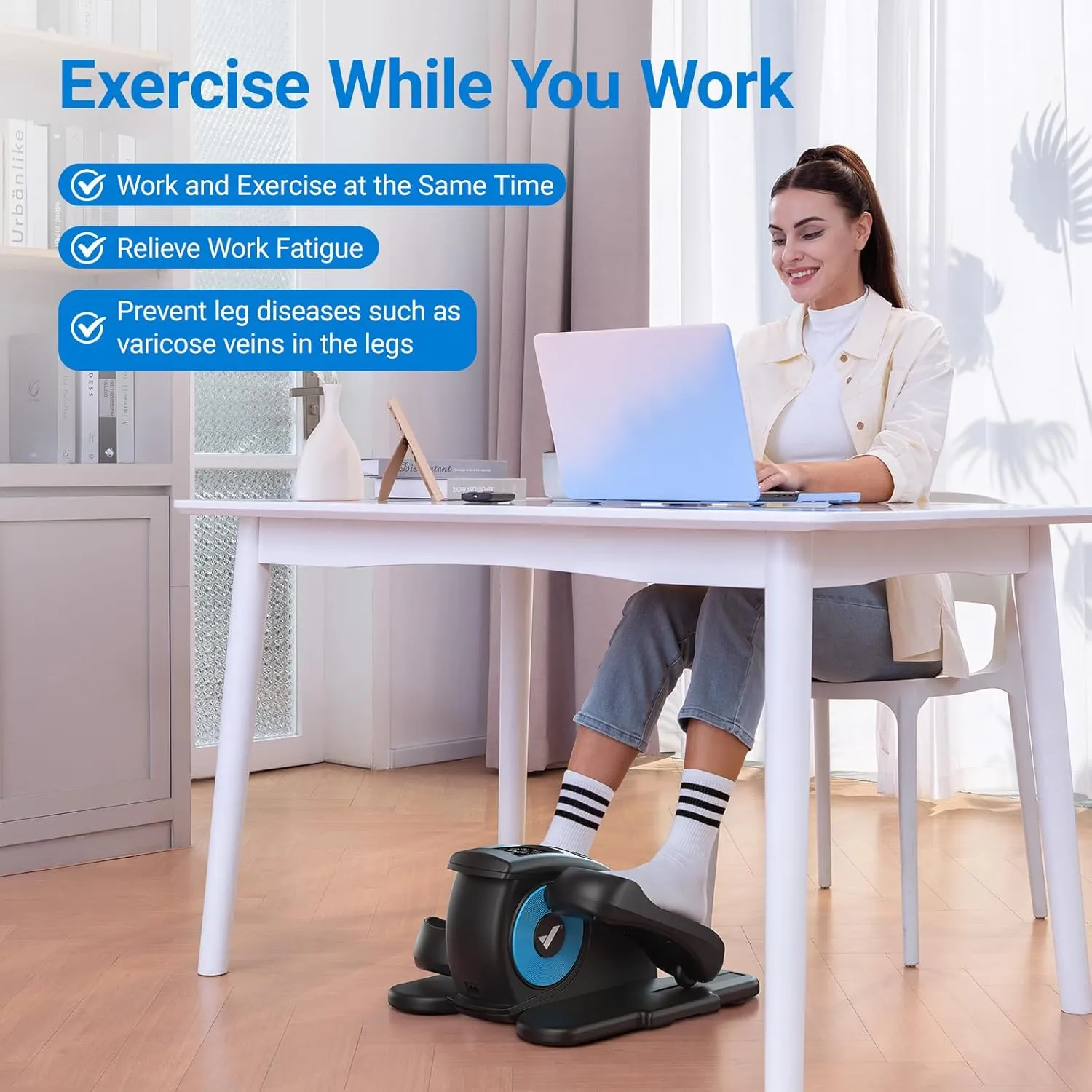 MERACH Under Desk Elliptical Machine, Ellipse Leg Exerciser As Seen On TV for Seniors Adults Fully Assembled, Elliptical Exercise Machine Portable&Quiet Electric Pedal with Remote Control&12 Auto mode