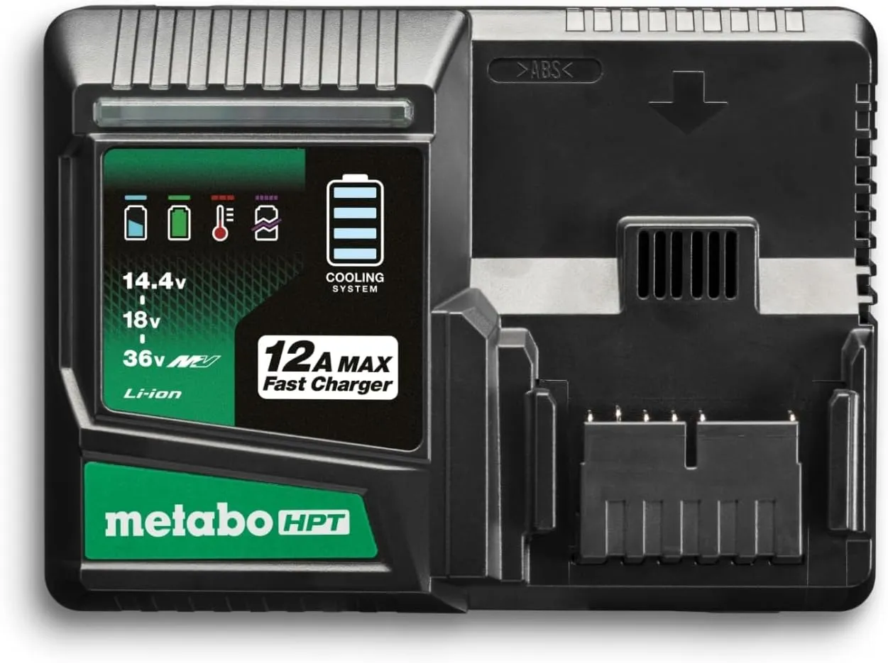 Metabo HPT 12.0A Quick Charger, 18V/36V MultiVolt Battery Charger, Fast Charging with USB Port, 50% Reduced Charging Times, Compatible with Metabo HPT 18V, 36V, and MultiVolt Batteries, UC36YSL2