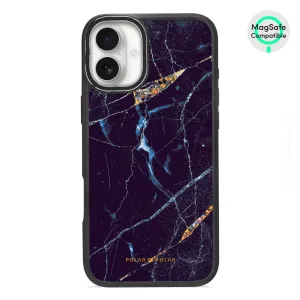 Midnight Marble - iPhone 16 Plus Frosted Black Bumper MagSafe Case