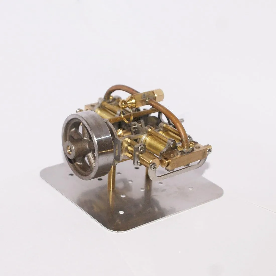 Mini Horizontal 4-Cylinder Steam Engine Model, Precision DIY Steam Power Motor for Model Boat Ship, Mechanical Science Educational Gift, No Boiler Included (90×90×45mm)