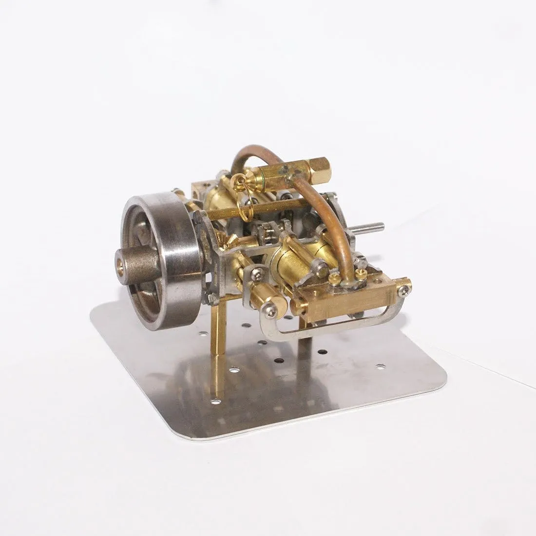 Mini Horizontal 4-Cylinder Steam Engine Model, Precision DIY Steam Power Motor for Model Boat Ship, Mechanical Science Educational Gift, No Boiler Included (90×90×45mm)