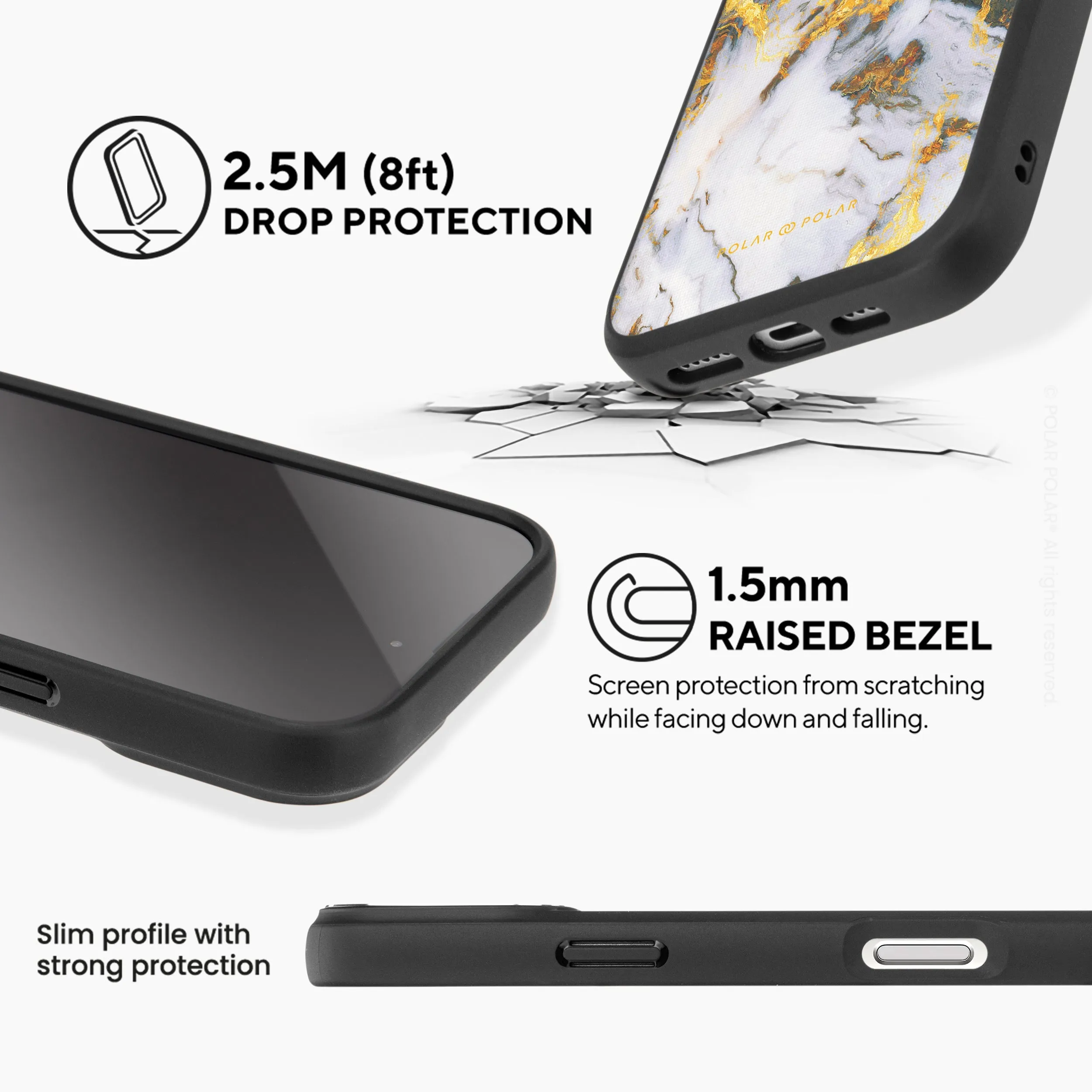 Mist Marble - iPhone 16 Frosted Black Bumper MagSafe Case