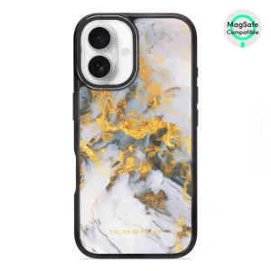 Mist Marble - iPhone 16 Frosted Black Bumper MagSafe Case