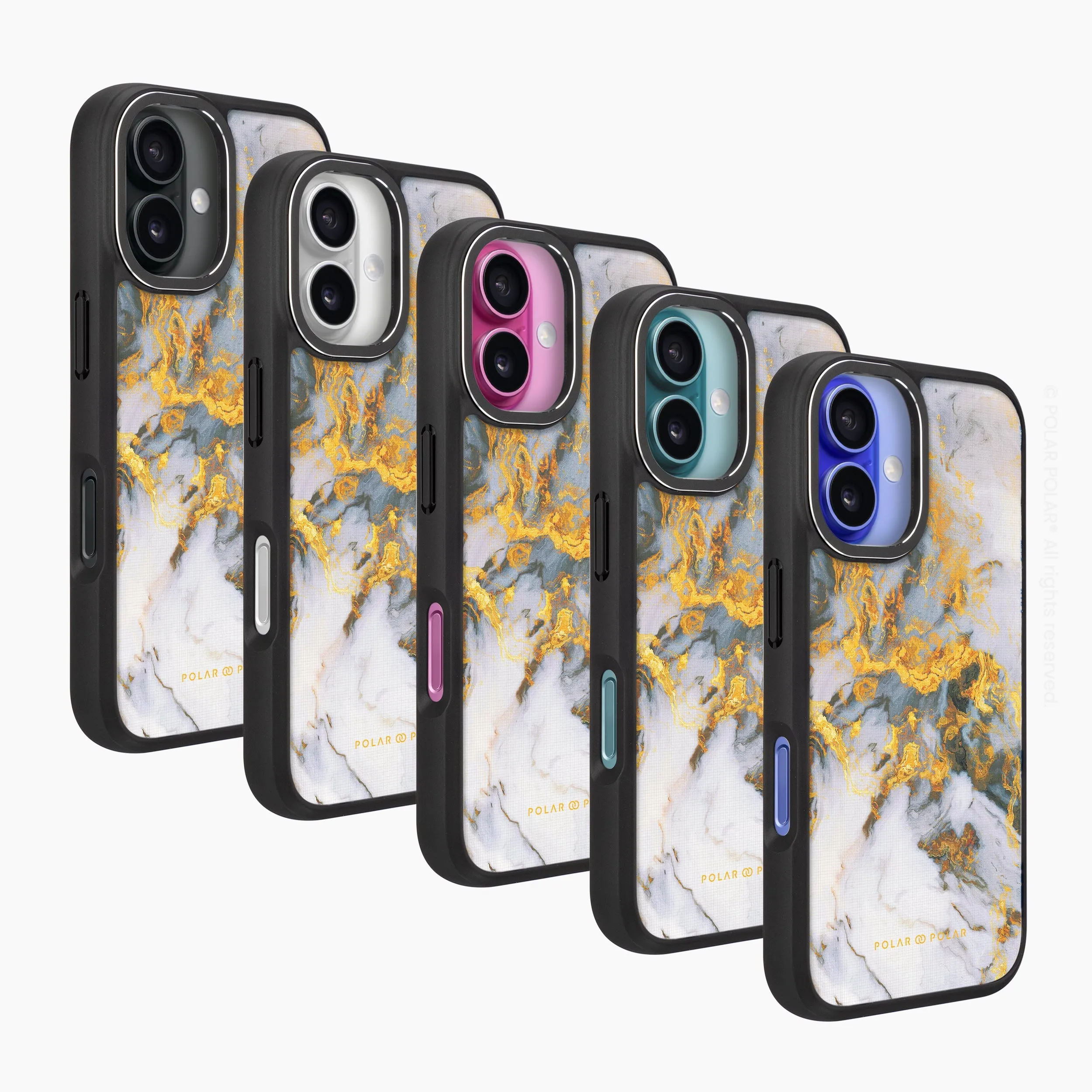 Mist Marble - iPhone 16 Frosted Black Bumper MagSafe Case