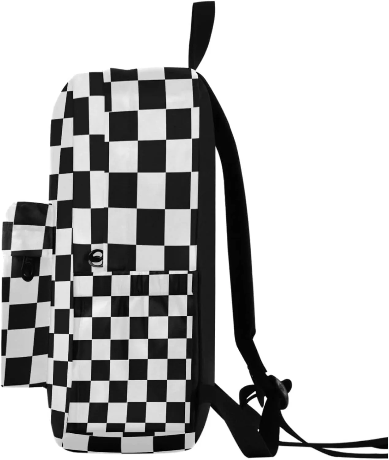 Modern Black White Checks Pattern Large Laptop Backpack,Durable Portable Travel Bag for Boys Girls School Bookbag Work Fit 16.5 Inch Notebook