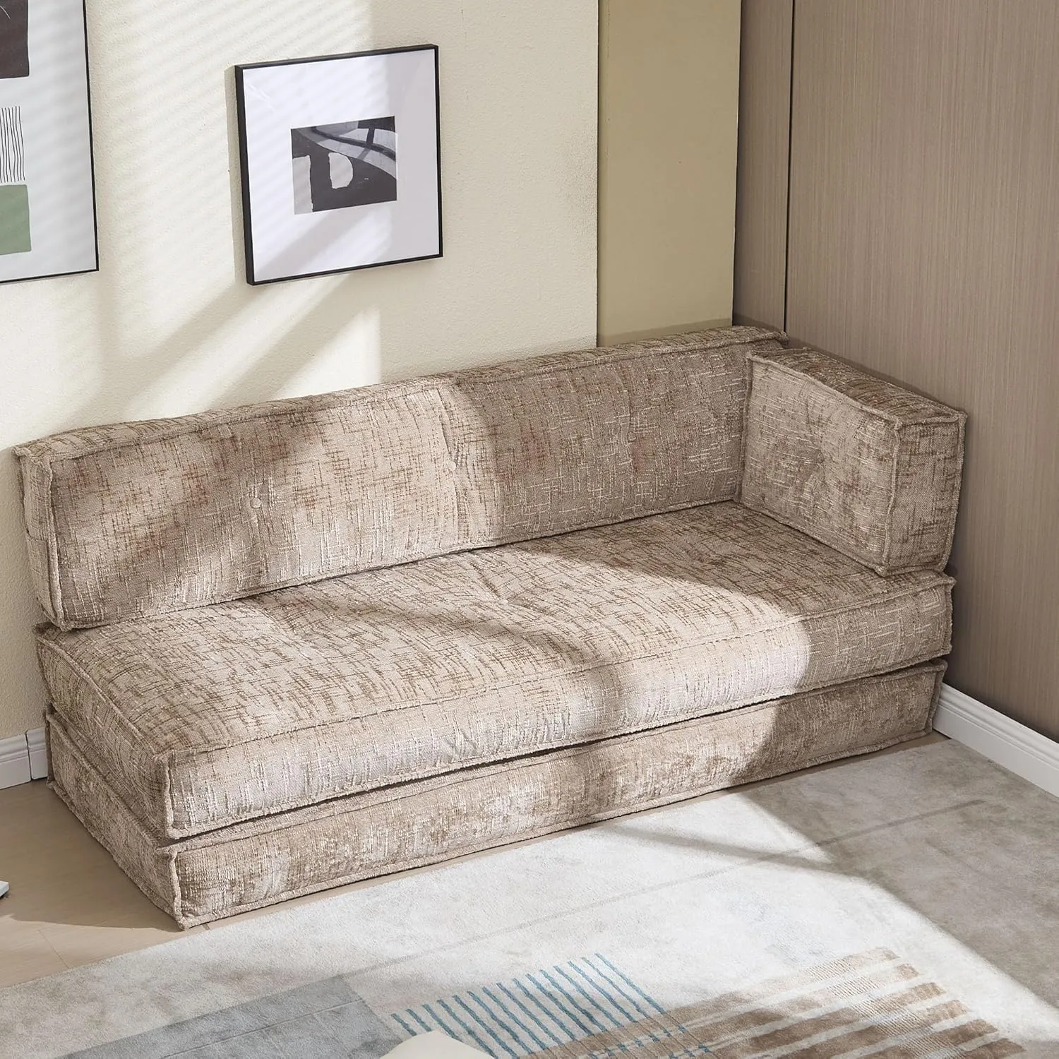 Modular Sofa for Relaxation and Space Efficiency, Chenille Material, Any Living Room Layout, Khaki