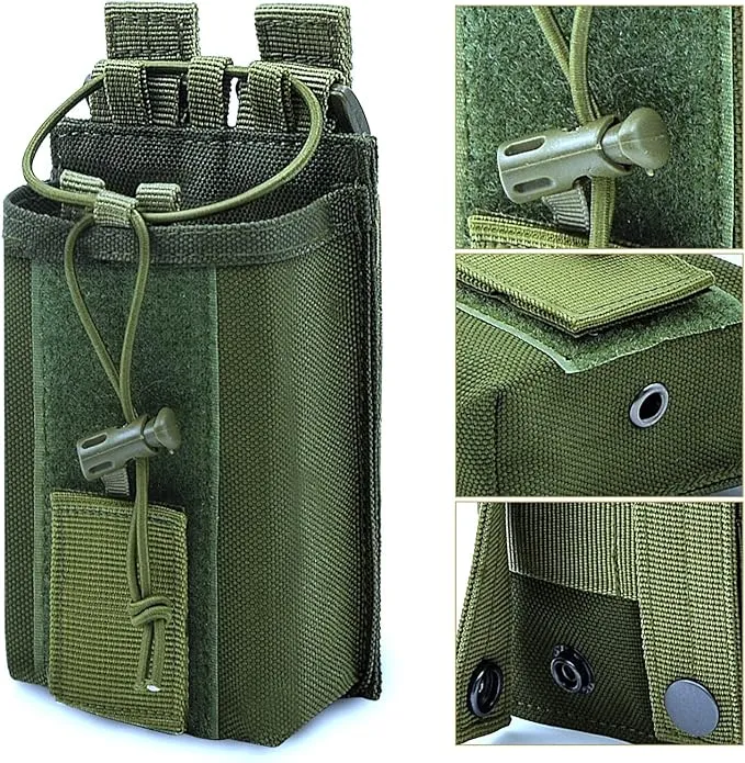 Molle Radio Pouch Holster Tactical Holder Duty Belt Accessories Military Heavy Bag for Two Ways Walkie Talkies Adjustable Storage with 1 Pack Patch