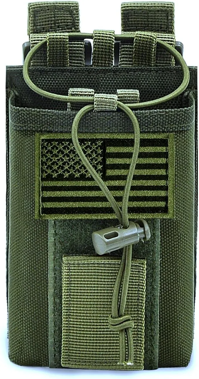 Molle Radio Pouch Holster Tactical Holder Duty Belt Accessories Military Heavy Bag for Two Ways Walkie Talkies Adjustable Storage with 1 Pack Patch