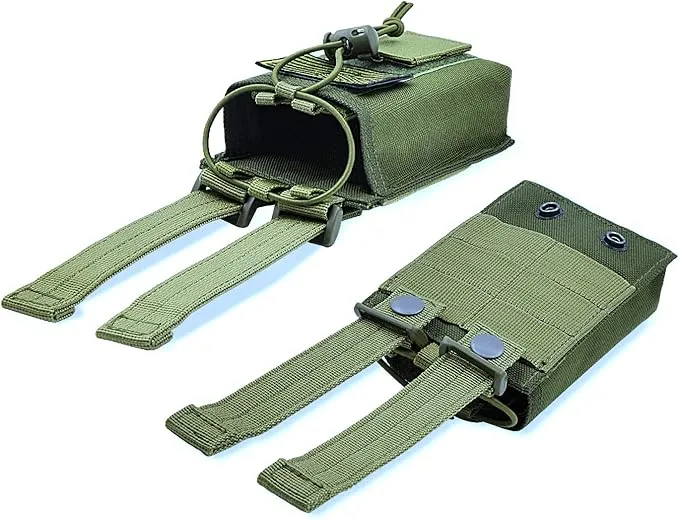 Molle Radio Pouch Holster Tactical Holder Duty Belt Accessories Military Heavy Bag for Two Ways Walkie Talkies Adjustable Storage with 1 Pack Patch