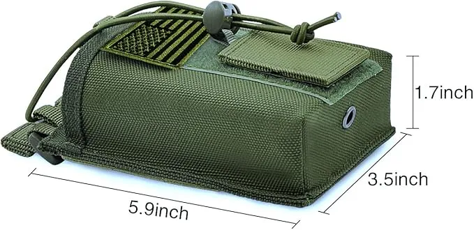 Molle Radio Pouch Holster Tactical Holder Duty Belt Accessories Military Heavy Bag for Two Ways Walkie Talkies Adjustable Storage with 1 Pack Patch