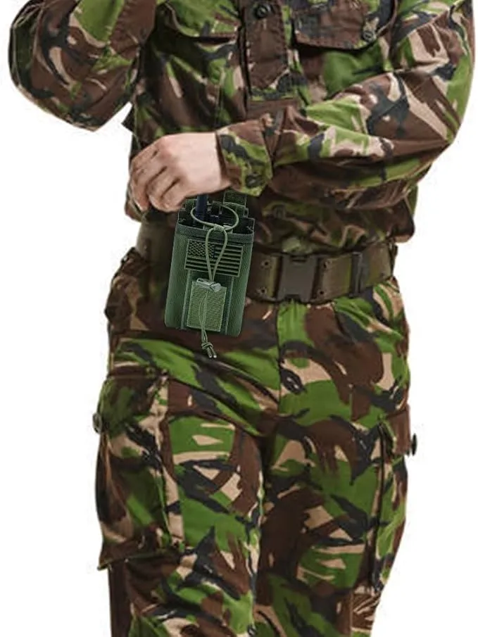 Molle Radio Pouch Holster Tactical Holder Duty Belt Accessories Military Heavy Bag for Two Ways Walkie Talkies Adjustable Storage with 1 Pack Patch
