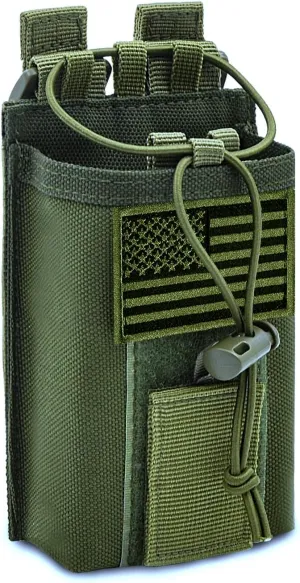 Molle Radio Pouch Holster Tactical Holder Duty Belt Accessories Military Heavy Bag for Two Ways Walkie Talkies Adjustable Storage with 1 Pack Patch