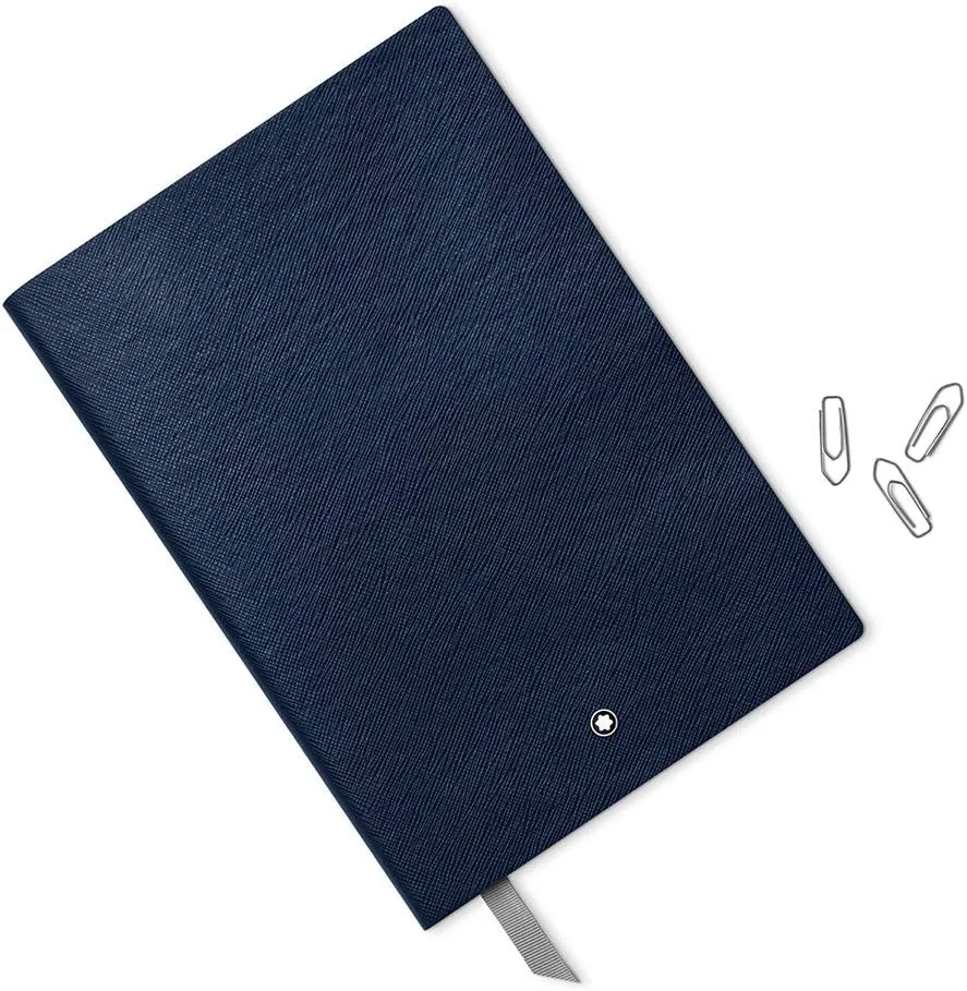 Montblanc Notebook Indigo Squared #146 Fine Stationery 113639 – Elegant Journal with Leather Binding and Quadrille Pages – 1 x (5.9 x 8.2 in.)
