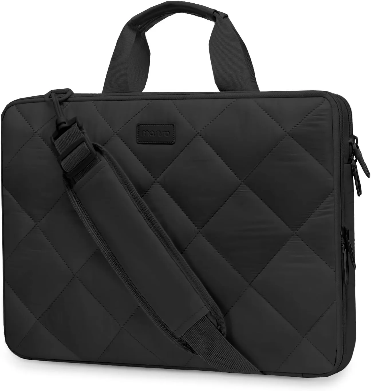 MOSISO 360 Protective Laptop Shoulder Bag, 15-15.6 inch Double Layer Fluffy Padded Laptop Bag with Anti-theft Zipper Compatible with MacBook Pro 16 inch, HP, Dell, Lenovo, Asus Notebook, Black