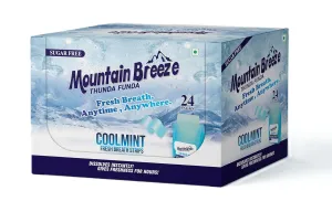 Mountain Breeze Oral Hygiene Mouth Freshener Sugar Free Cool Mint Flavoured Breath Strips (24 Strips each Cassatte)-Pack of 24