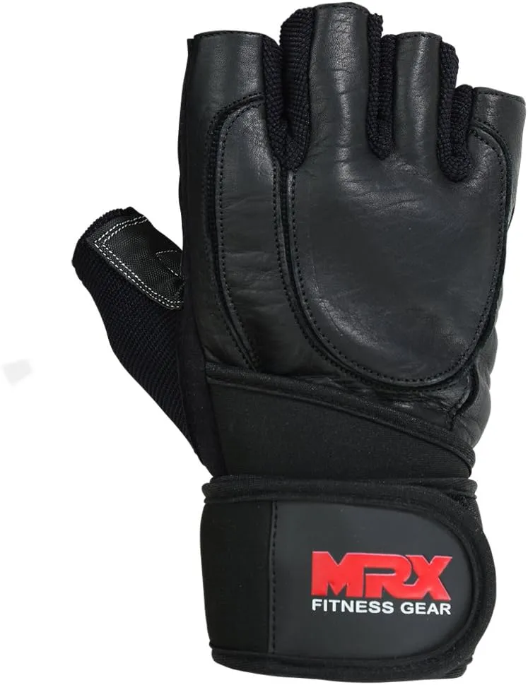 MRX Weight Lifting Pro Level Gloves with 18 Inches Long Wrist Strap Gym Workout Exercise & Fitness in