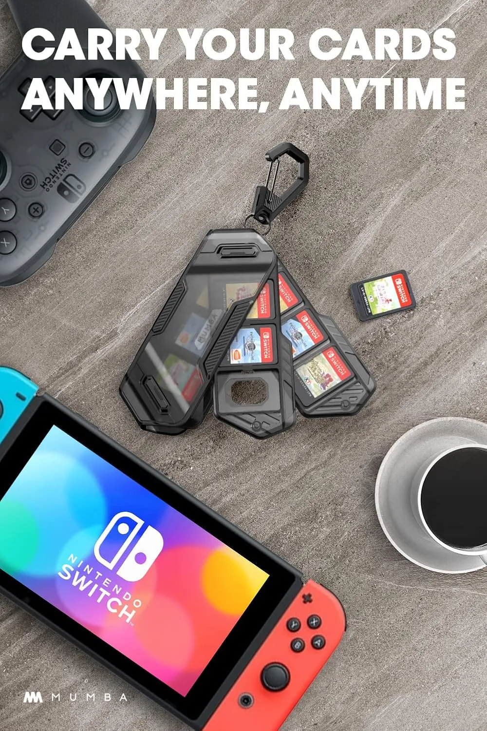 Mumba 12 Switch Game Card Case Holder for Nintendo Switch Game Cards, Portable and Exquisite Protective Hard Shell with 4 Layer Rotatable Holder for Nintendo Switch or OLED or Lite Games (Black)