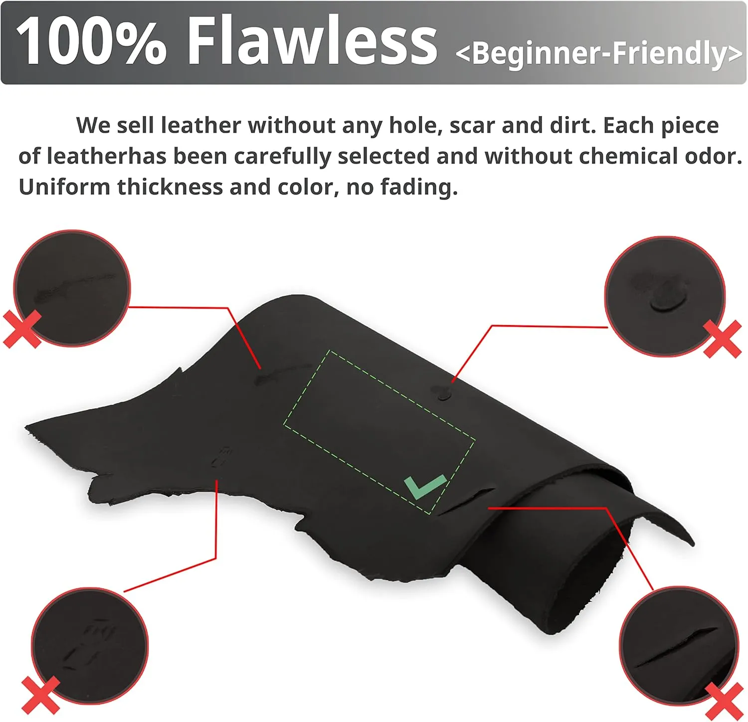 Muse Craft Flawless 12''X24'' 5-6oz Black Tooling Leather Finished Full Grain Cowhide Leather Import A Grade Leather Hide 1.8-2.1mm Tooling Sewing Hobby Workshop Crafting Leather