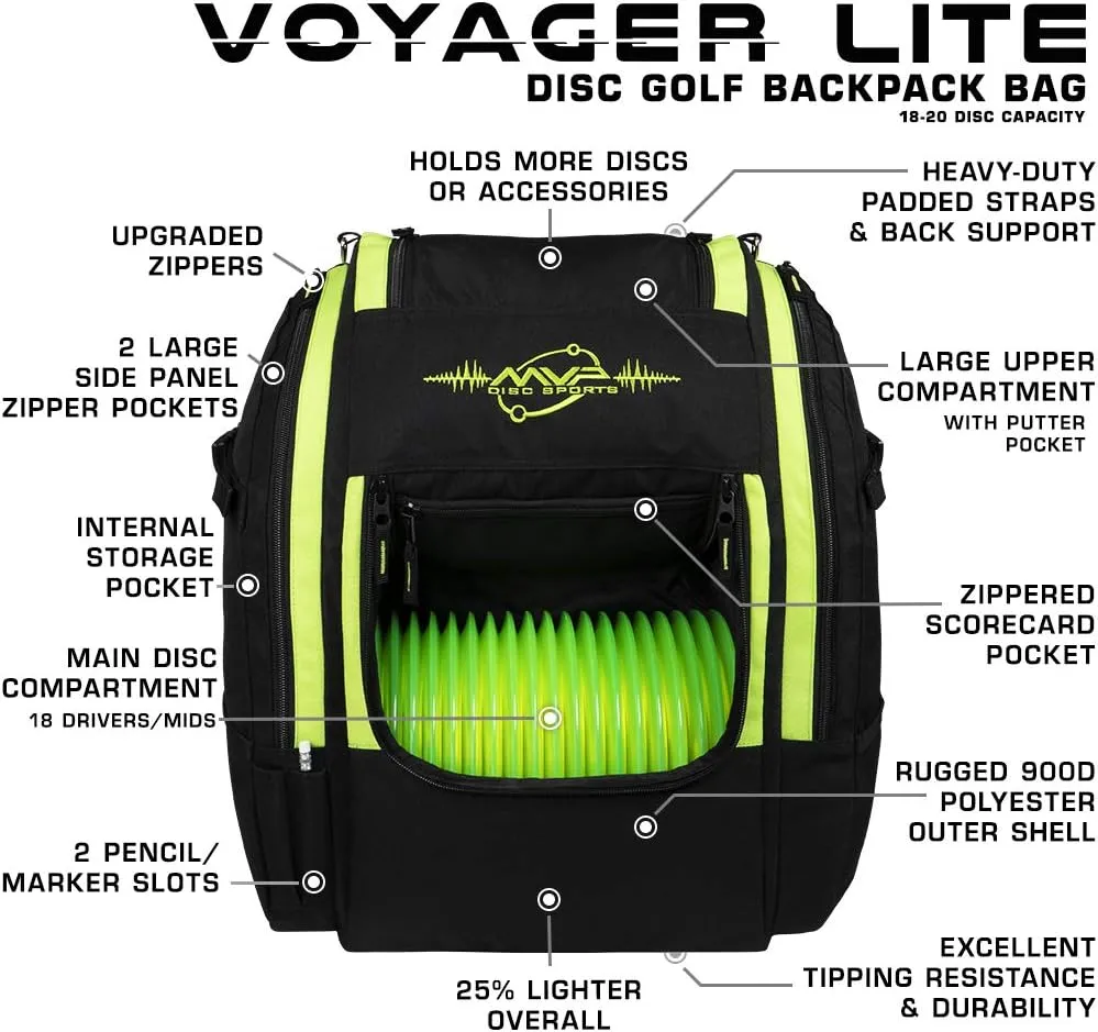 MVP Disc Sports Voyager Lite Backpack Disc Golf Bag (Choose Your Favorite Color)