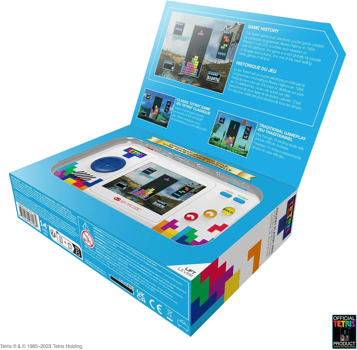 My Arcade Tetris Pocket Player Pro: Strategic Puzzle Games, Retro Portable Game Console, Tetris Game for Kids and Adults 2.75" Full Color Display