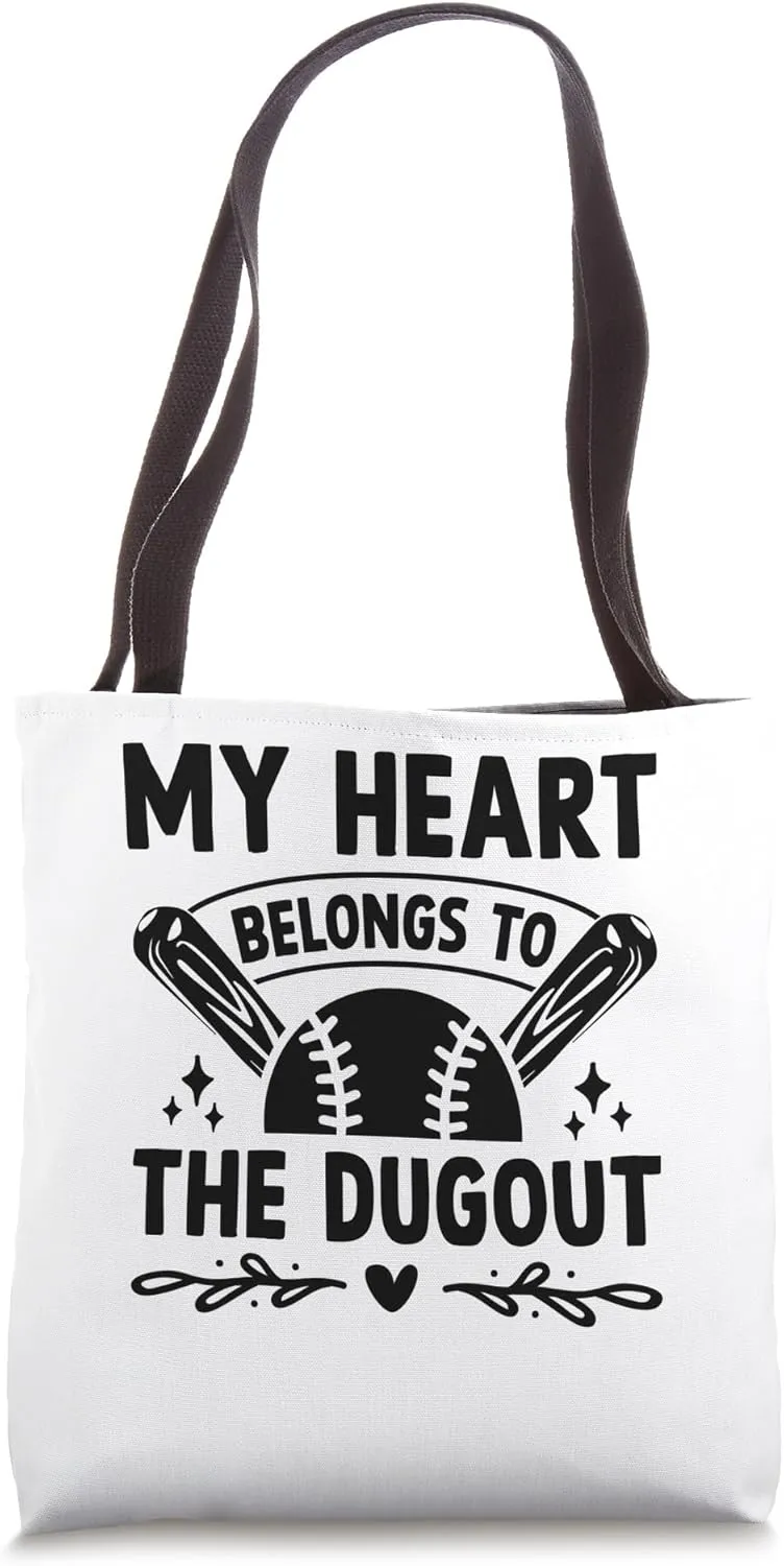 My Heart Belongs To The Dugout Baseball Player Coach Tote Bag
