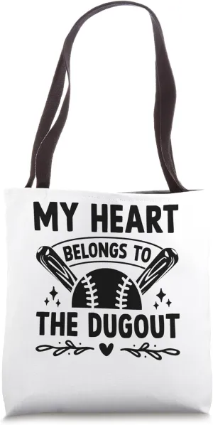 My Heart Belongs To The Dugout Baseball Player Coach Tote Bag
