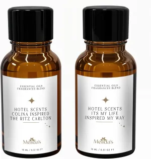 My Way & Ritz Carlton Fragrance Oil Set, Luxury Hotel Collection Diffuser Oil with Ceramic Diffuser, Wooden Base, High Diffusion, 2x15ml, Relaxing & Safe