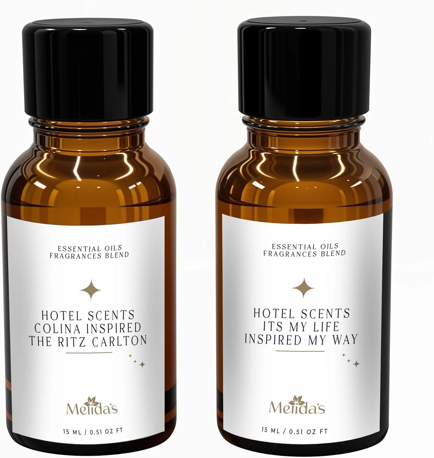 My Way & Ritz Carlton Fragrance Oil Set, Luxury Hotel Collection Diffuser Oil with Ceramic Diffuser, Wooden Base, High Diffusion, 2x15ml, Relaxing & Safe