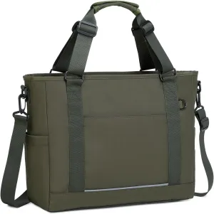 mygreen Laptop Tote Bag, Middle Size Computer Messenger Teacher Bag with 15.6 inch Padded Laptop Sleeve