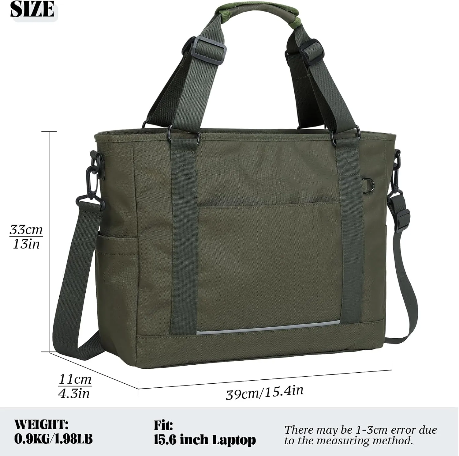 mygreen Laptop Tote Bag, Middle Size Computer Messenger Teacher Bag with 15.6 inch Padded Laptop Sleeve