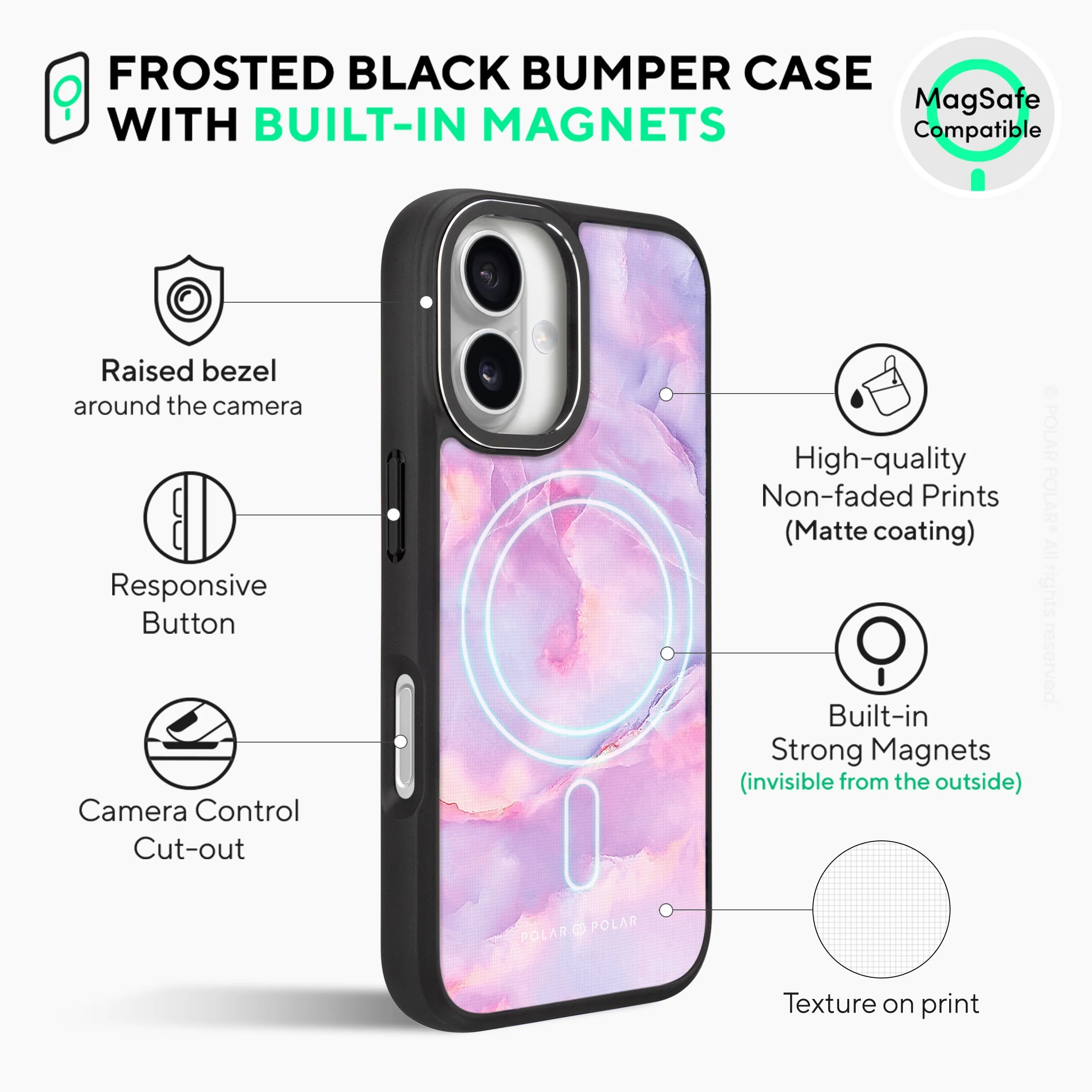 Mythical Sky - iPhone 16 Pro Frosted Black Bumper MagSafe Case