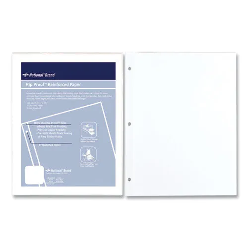 National® Rip Proof Reinforced Filler Paper, 3-Hole, 8.5 X 11, Unruled, 100/pack