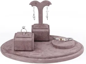 Necklace Display Holder Jewelry Display Stands Set of 3, Velvet Ring Bracelet Earrings Organizer, Showcase Display Drawer Ring Storage Jewelry Display Stands for Shows Jewellery Stand Holder