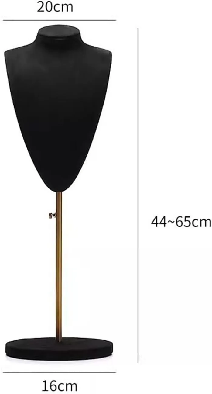 Necklace Display Holder Tall Black Necklace Chain Holder Storage Display Show Boutique Stand Adjustable Height Mannequin Bust Jewelry Organizer for Girls Women Jewellery Stand Holder(Large)