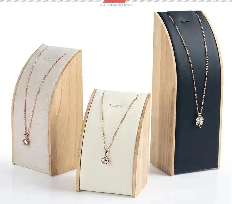 New solid wood necklace display stand jewelry rack pendant holder curved jewelry display props jewelry packaging