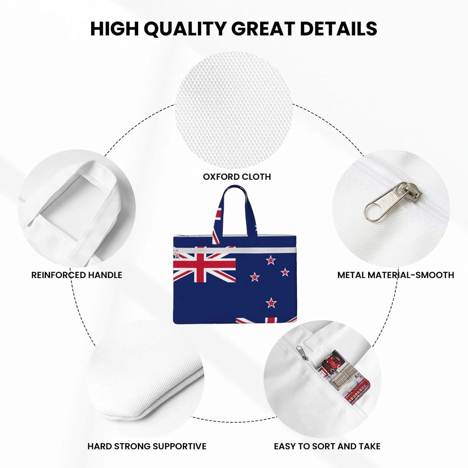 New Zealand Flag Canvas Document Bag Organizer Handbag For Travel And Leisure Weekends