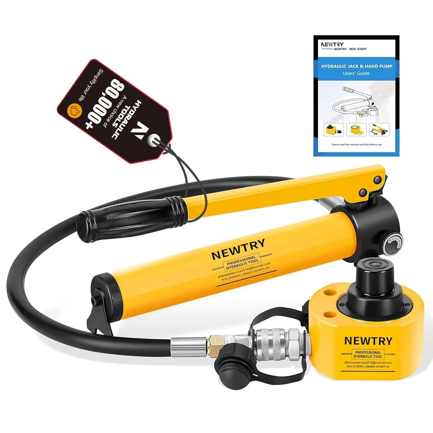 NEWTRY 20T Low Profile Hydraulic Jack Porta Power Kit   CP-180 Manual Hydraulic Hand Pump Multi Section Jack, 1.18” Stroke Industrial Mini Hydraulic Cylinder