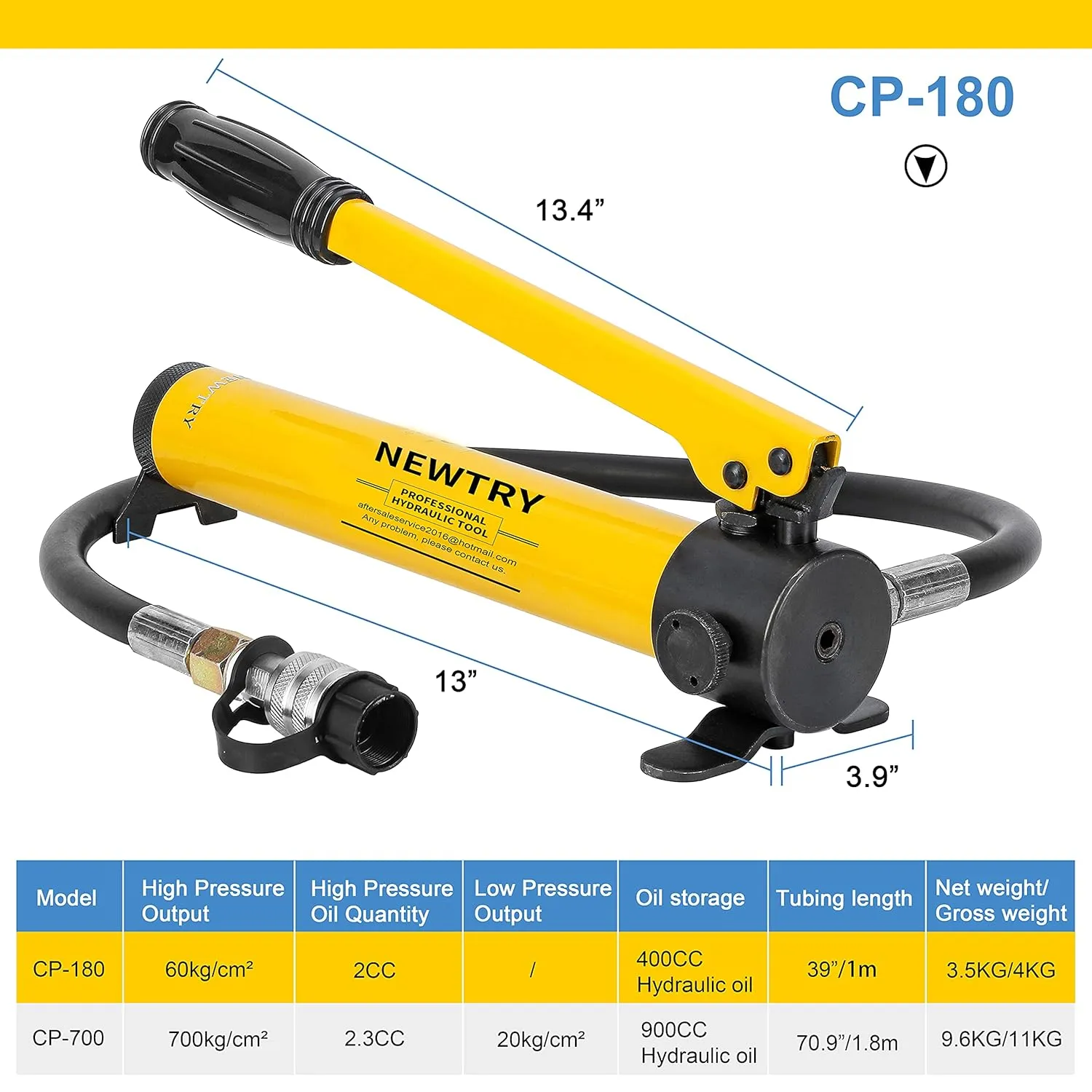 NEWTRY 20T Low Profile Hydraulic Jack Porta Power Kit   CP-180 Manual Hydraulic Hand Pump Multi Section Jack, 1.18” Stroke Industrial Mini Hydraulic Cylinder