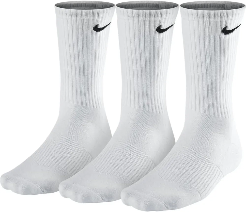 NIKE Unisex Performance Cushion Crew Training Socks (3 Pairs), White, X-Large