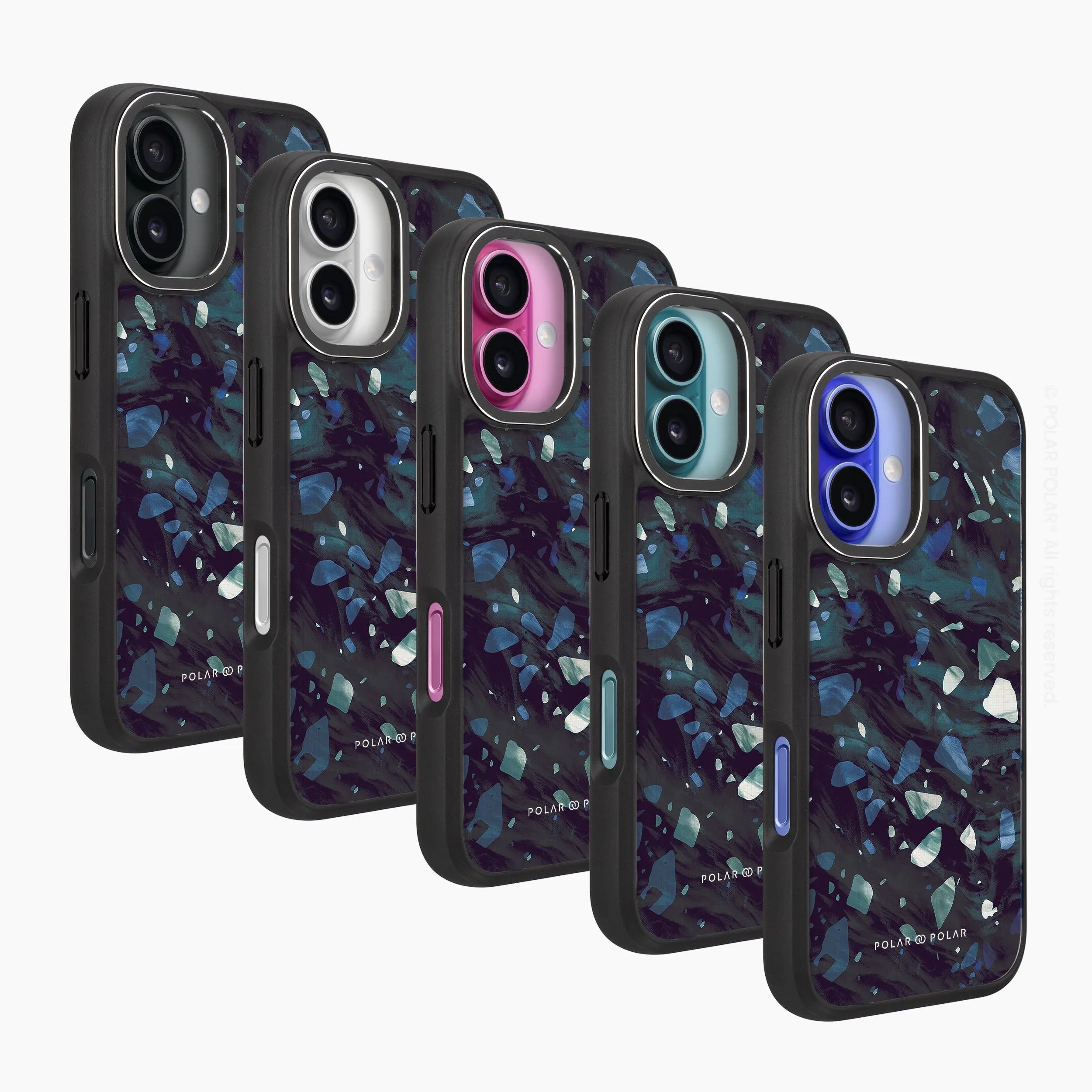 Nordic Terrazzo Gem - iPhone 16 Frosted Black Bumper MagSafe Case