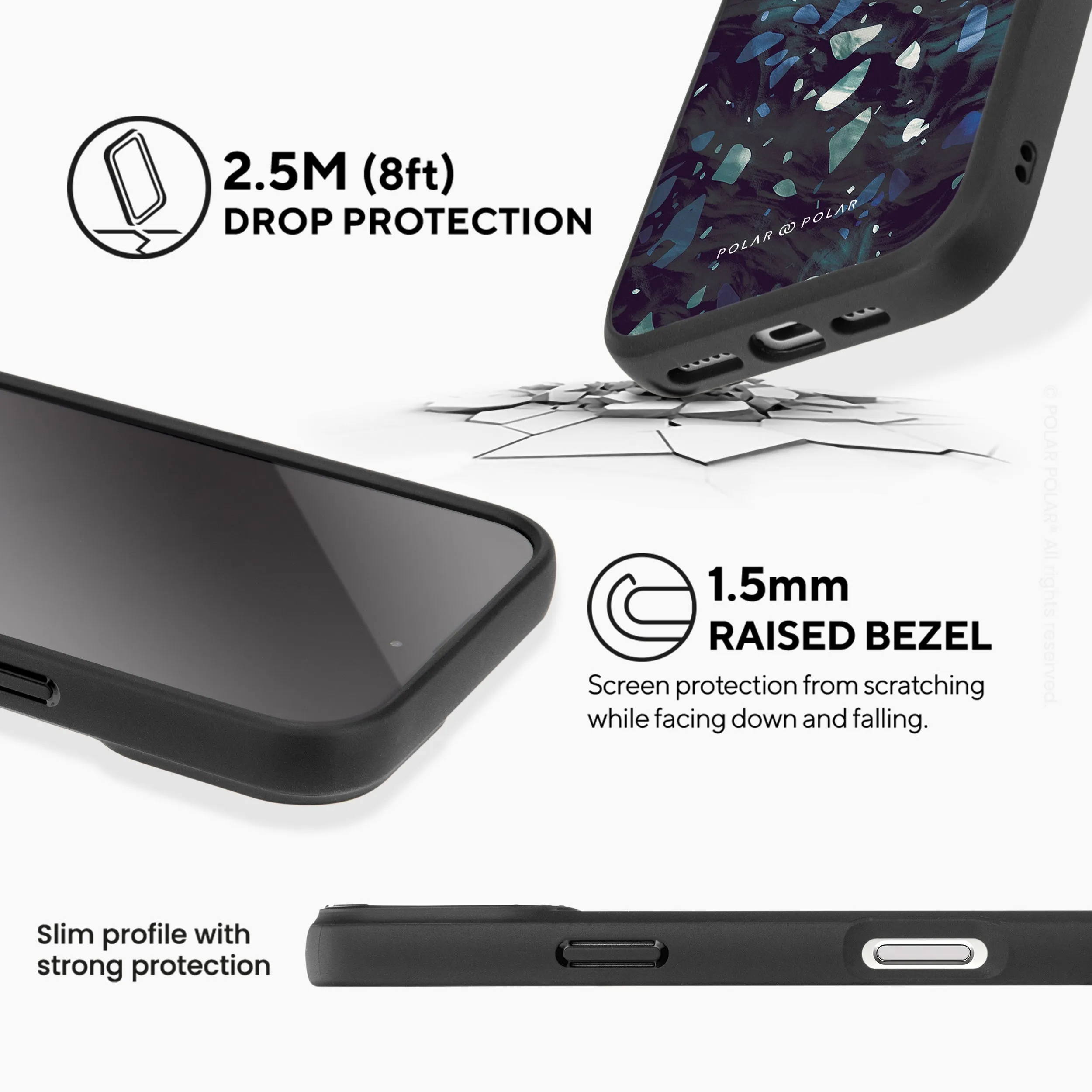 Nordic Terrazzo Gem - iPhone 16 Frosted Black Bumper MagSafe Case