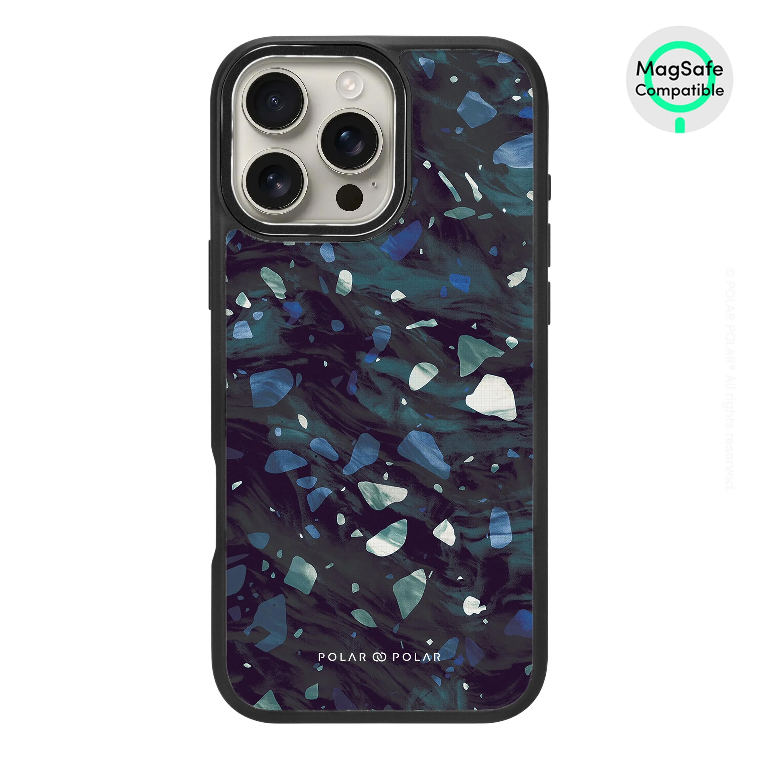 Nordic Terrazzo Gem - iPhone 16 Pro Max Frosted Black Bumper MagSafe Case