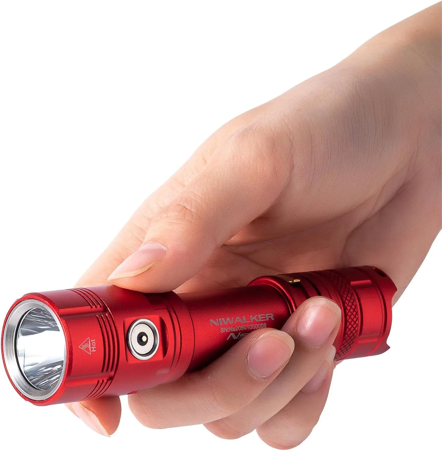 NS2 Magnetic Rechargeable Flashlight 2500 High Lumens Super Bright, LED Tactical Flashlights, Powered EDC Flashlight Waterproof, for Camping,Emergency, Outdoor, Rescue, Inspection (Red)