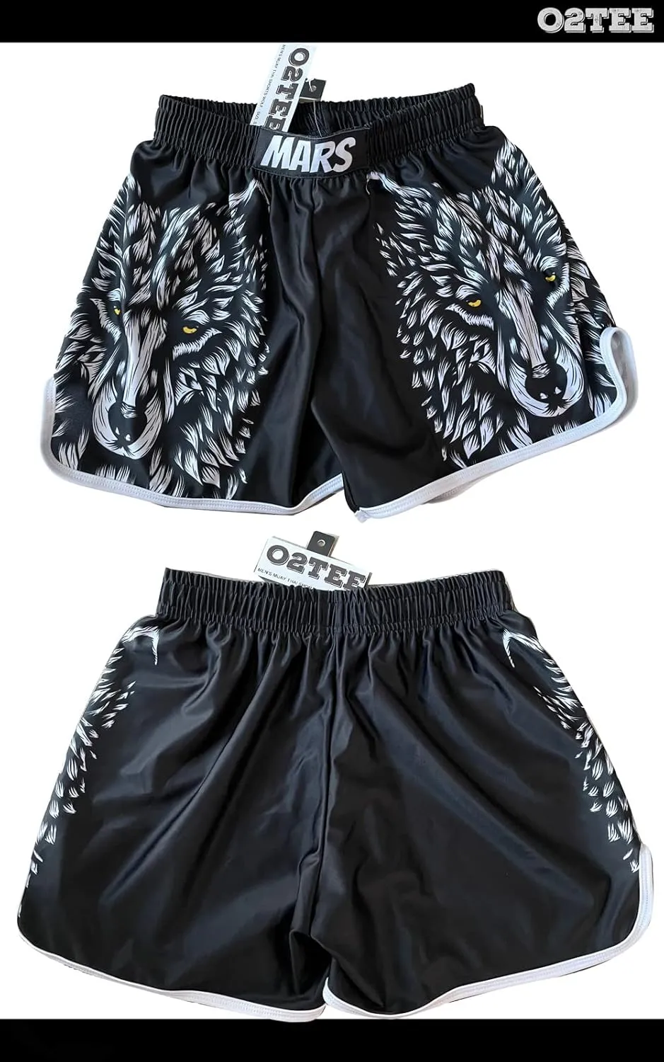 O2TEE Wolf Skull Muay Thai Shorts Combat Fight MMA Boxer Boxing Trunks